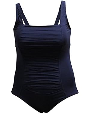 Womens Plus Size Ruched One-Piece Swimsuit Navy 24W