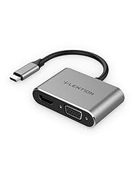 LENTION - Adaptador AV digital de doble dispalidad USB-C a 4K HDMI y VGA, compatible con MacBook Air y iPad Pro, MacBook Pro (Thunderbolt 3), XPS 13 15, Surface Book 2 Go, Chromebook, etc.