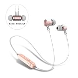 Sports Bluetooth Headphones,Sweatproof Magnet Attraction V4.0 Wireless In-ear Sports Earphones Headset Noise Reduction Earbuds Stereo Earphones with Microphone and Volume Control(PINK GOLDEN）