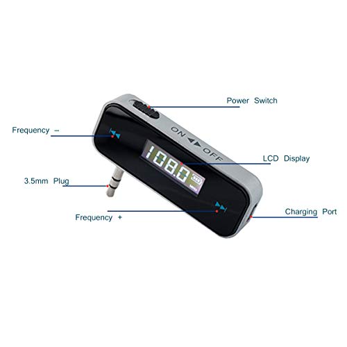 ECRAB FM Transmitter in-car Wireless Audio Adapter for iPad iPhone Samsung Sony Tablet MP3/MP4 Players Android, Mini FM Modulator with Built-in 3.5mm Aux Port - Thumbnail 3