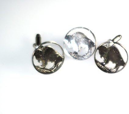 Cuff Links and Tie Tac Cut From the Buffallo Side of a Indian Head Nickel