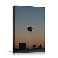 Canvas Wall Art Silhouette Palm Tree Bedroom Multicolor Nature Neon Photography Trees Tropical Urban - 12x18 inches