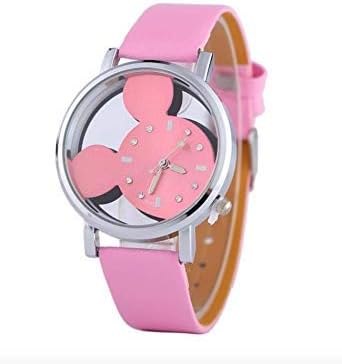 Ladies Mickey Mouse Face Disney Inspired Watch with Pink Rubber Strap