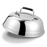 Heavy-duty Cheese Melting Dome - 2.5mm Thick Stainless Steel Griddle Grill Accessories - Durable Round Basting, Steaming Cover - Heat Resistant Handle for Flat Top Griddle Grill Indoor/Outdoor,9 Inch