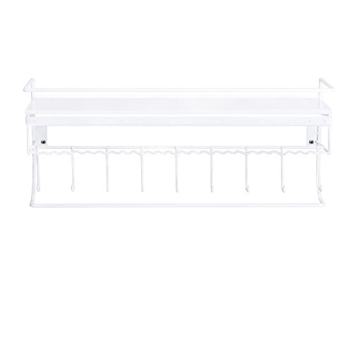 JackCubeDesign Wall Mounted classic White Iron Designer made Cosmetics Storage Shelf w/ Necklace Jewelry Organizer Shelf Earrings Holder – :MK238B - Thumbnail 5