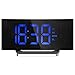 Digital Projection Clock, TopElek FM Radio Alarm Clock with USB Charging Port, Dual Alarms, Snooze Function, [Curved-Screen] 5-inch Large LED Display with Dimmer, 12/24 Hours, Backup Battery-Blue
