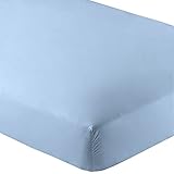 Fitted Bottom Sheet Premium 1800 Ultra-Soft Wrinkle Resistant Microfiber, Hypoallergenic, Deep Pocket (Queen, Light Blue)