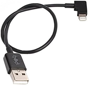 VTOSEN 90 Degree Angled Lightning to USB Adapter Data Cable for DJI Mavic Pro,Phantom 3/4, Inspire 1/2 Remote Controller to iPhone/iPad - Black(30CM/11.8Inch)