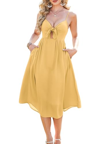 Kikibell Maternity Midi Dress Pockets Yellow
