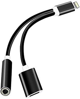 2 in 1 Lightning Charger Adapter and Charger, Adapter for iPhone 8/8 Plus, iPhone 7/7 Plus iPhone X, Lightning to 3.5mm Headphone Jack Audio Adapter-Black