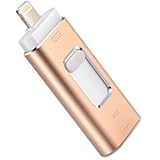 USB flash Drive for iPhone 32GB thumb drive Memory Storage 3 in 1 Lightning Memory Stick External Storage Memory Expansion for Apple IOS Android Computers (Gold)