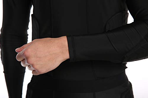 Men's Padded Compression Shirt-Long Sleeve Padded Football Protective Rib Chest Back Protector for Football Basketball Baseball Soccer Hockey Paintball Rugby Parkour Bike Snowboard