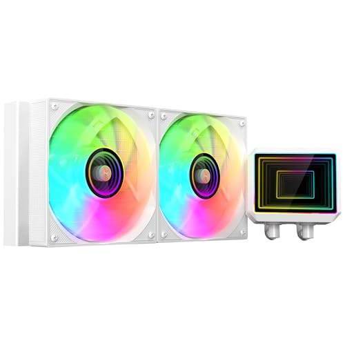 ML-TWO240, Refrigeración Líquida AIO 450W TDP, 2x Ventilador ARGB Infinity Mirror Ultrasilencioso 12cm FDB, Núcleo de Cobre y Aluminio, Bomba Opti-Chamber 4ª Gen y Microcanales, Blanco
