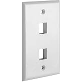 Cmple - 2 Port Keystone Wall Plate Single-Gang Wall Plate with Standard Size Ethernet Wall Plate Keystone Jack Insert - White