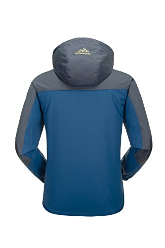 KISCHERS Rain Jacket, Men's Waterproof Jackets with Hood, Outdoor Raincoat, Windproof Softshell Jacket for Hiking (Navy 1, M) - Thumbnail 2