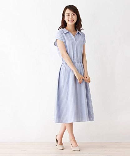 Amazon インデックス Index Web限定 洗濯機洗いok 防シワ ストライプシャツ ワンピース C 36 S サックス 390 ワンピース チュニック 通販