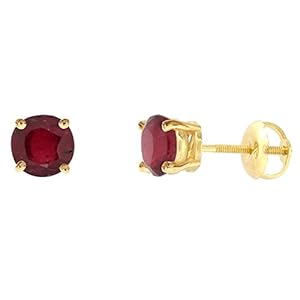 14k Gold 6mm Round Color Gemstone Screw Back Stud Earrings Round 2 cttw/pr
