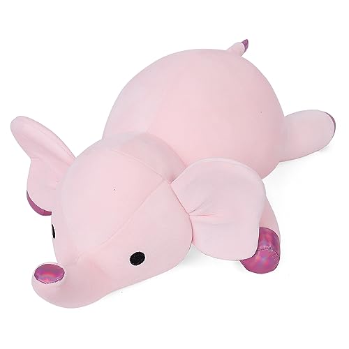 Wepop Weighted Stuffed Animals, 24in Giant Weighted Elephant Plush Toys, 4.2lb Cute Soft Plushie Throw Pillows, Birthday for Kids(Pink)