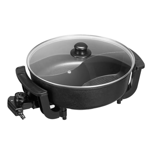 Family Size Electric Hot Pot with Removable Divider - 5L Non-Stick Pot for Shabu Shabu & Hot Pot, Serves 6-10