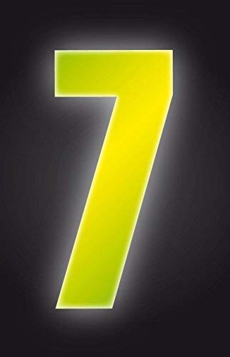 Self Adhesive Wheelie Bin Numbers 17cm - 7 - High Visibility Yellow