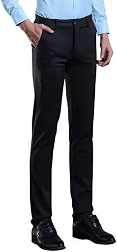 Lyamazing Men's Casual Pants Slim Fit Flat Front Pant Suite Pants,Black,28