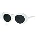 Womens Thick Plastic Mod Oval Shaggy Retro Fashion Sunglasses White Black