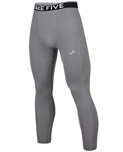 Take Five Men's Side Pockets Cool Dry Tights UV Protection Compression Baselayer Cycling Yoga Leggings (Z807, L) - Thumbnail 7