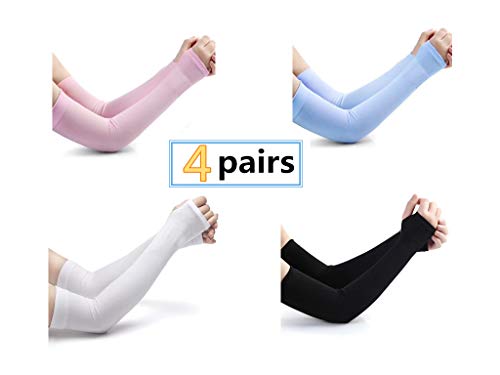alkeke 4 Pairs UV Protection Cooler Arm Sleeves for Bike/Hiking/Golf