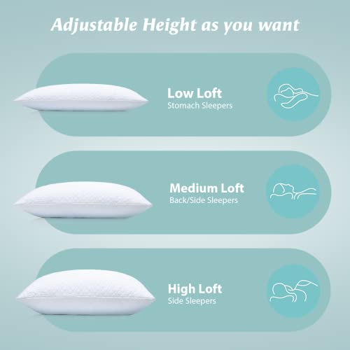 Rainmr Queen Size Bed Pillow for Sleeping Shredded Memory Foam Bamboo