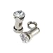 4G = 5mm Screw-on / fit Clear Solid CZ Prongs Setting Ear Plugs Retainers, 1 Pair, Silver