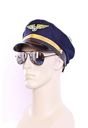 Pilot Kostüm Zubehör Mütze Flieger Pilotenmütze Kapitän