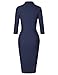 MUXXN Women's Fashion Retro 1950s 3/4 Sleeve Midi Mock Neck Slim Party Date Dresses Blue L