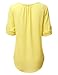 JJ Perfection Women's Woven V-Neck 3/4 Sleeve Adjustable High Low Blouse