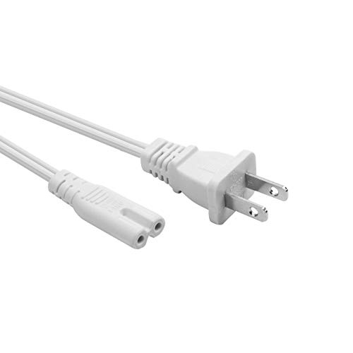 YEKELLA Universal 2 Prong Power Cord - NEMA 1-15P to IEC320 C7 Figure 8 Shotgun Connector AC Power Cord Cable for Sony Playstation 3 (PS3)/4 (PS4) Slim Edition (White- 2ft)