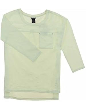 Women's 3/4 Sleeve Crew Neck Pullover Pocket Top (Size S, Color Pristine)