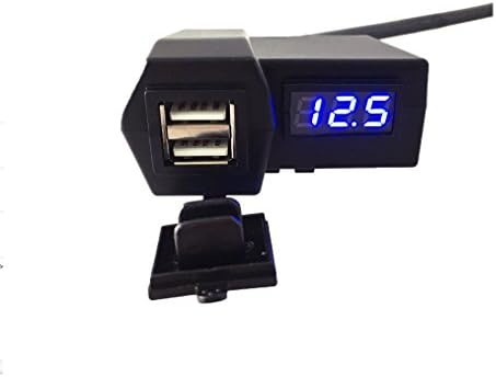 XingDa Electrics Motorcycle USB Phone Charger and Blue Voltmeter with On/0ff Switch 5V 3.1A Dual Power Port(Blue)