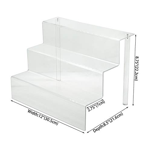 Combination of Life 3 Step Acrylic Riser Display Shelf for Amiibo Funko Pops Figures Clear 12 inches W by 8.5 inches D