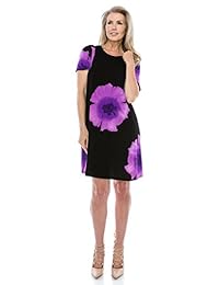 Jostar - Vestido elástico de mujer de manga corta con estampado