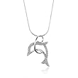 Chuvora Sterling Silver Cubic Zirconia Dolphin Pendant Necklace 18''