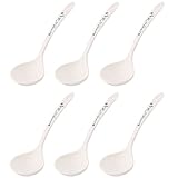 Uxcell Plastic Kitchenware Round Sauce Porridge Gravy Soup Rice Ladle Spoon 6 Pcs Beige