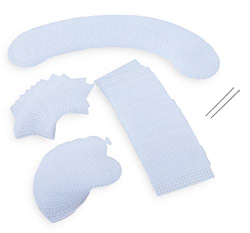Plastic Canvas No. 7 Shapes Assortment - Stars, Hearts, Squares, Circles with 2 Needles - 62 Piece Bundle