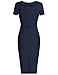 MUXXN Womens Vintage 1960s Style Cut Neck Bridesmaid Dress with Sleeves (M Blue)