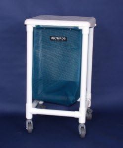 Anthros PVC Products N24-BBX-H1F-3ULN 24 Gallon Hamper with 3 in. Casters, 1 Bin, and Foot Pedals Mesh Bag