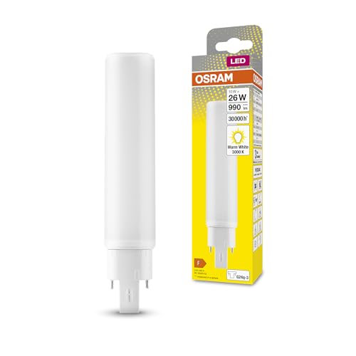 Osram DULUX D/E 26 LED-Lampe für G24Q-2 Sockel, 10 Watt, 990 Lumen, Warmweiß (3000K), rotierbar, Ersatz für herkömmliches 26W-Dulux Leuchtmittel