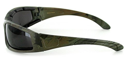 "Camo Spex" Polarized Camouflage Sports Goggles for Active Men and Women (Dark Green w/ Smoke)