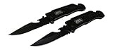 2x 2 NEW Rogue River Tactical Rescue Knives Military Black 6-in-1 Multitool Survival Pocket Knife with Magnesium Fire Starter, LED Flashlight Bottle Opener Seat Belt Cutter and Windows Breaker