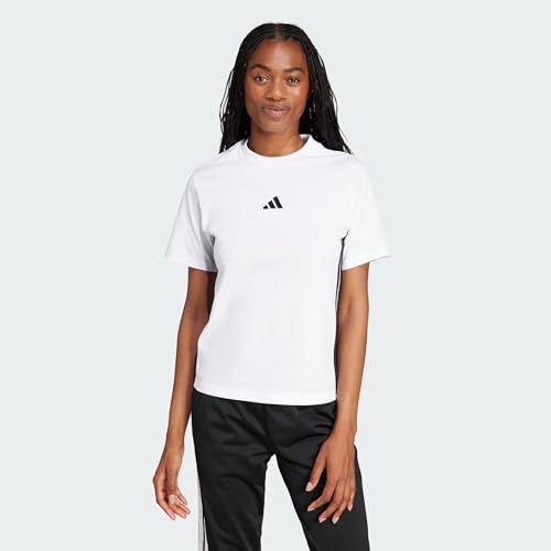 Donna Essentials 3-Stripes Cotton Shirt, White/Black, S
