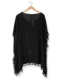 Adreamly cobertor de traje de baño para la playa, de chifón, con borlas, para mujer