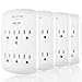 [4 Pack] BESTTEN 6 Outlet Wall Mount Surge Protector with Blue LED Indicator, 15A/125V/1875W, ETL Listed, White