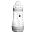 MAM Easy Start Anti-Colic Bottle 9 oz (1-Count), Baby Essentials, Medium Flow Bottle with Silicone Nipple, Baby Bottles for Baby Boy or Girl, Gray